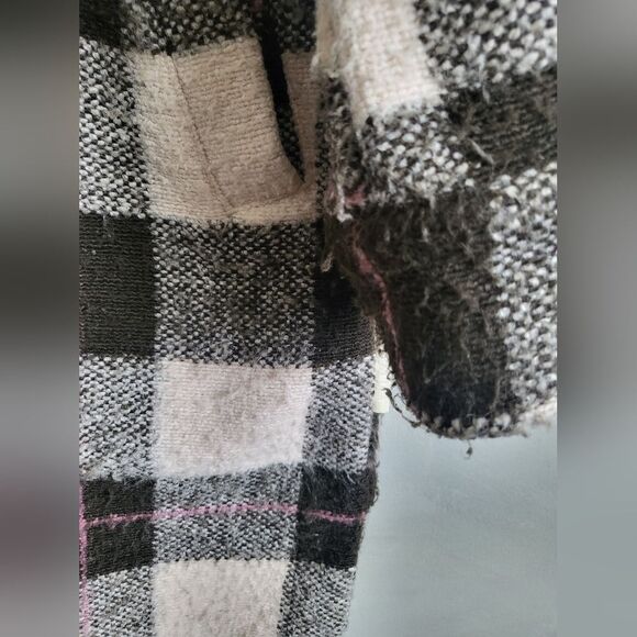 Anthropologie Harlow Checkered Knit Fleece Coat XXS Oversized - Picture 5 of 16